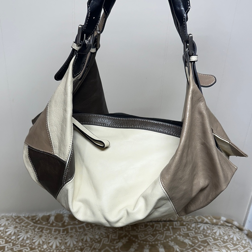 Chic Patchwork Leather Hobo Bag - image 1